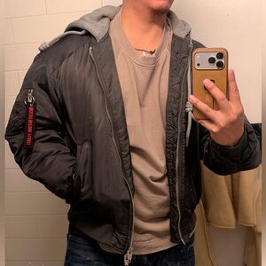 MA-1 style Black Bomber Jacket with Hood